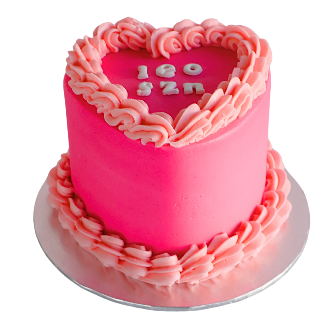 Leo SZN Vintage Heart Cake - Hot Pink - The Cupcake Queens