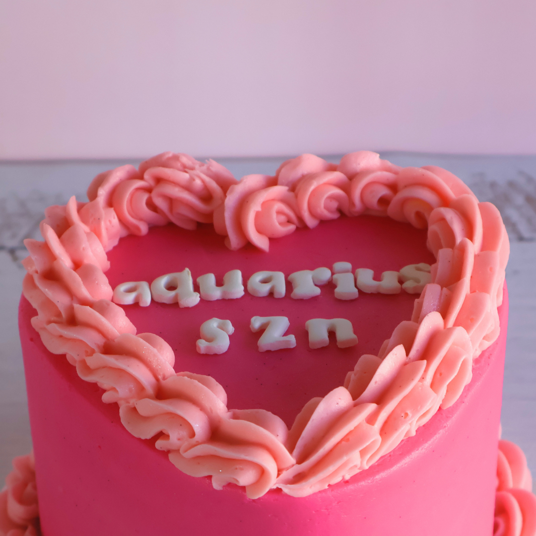Aquarius SZN Vintage Heart Cake - Hot Pink - The Cupcake Queens