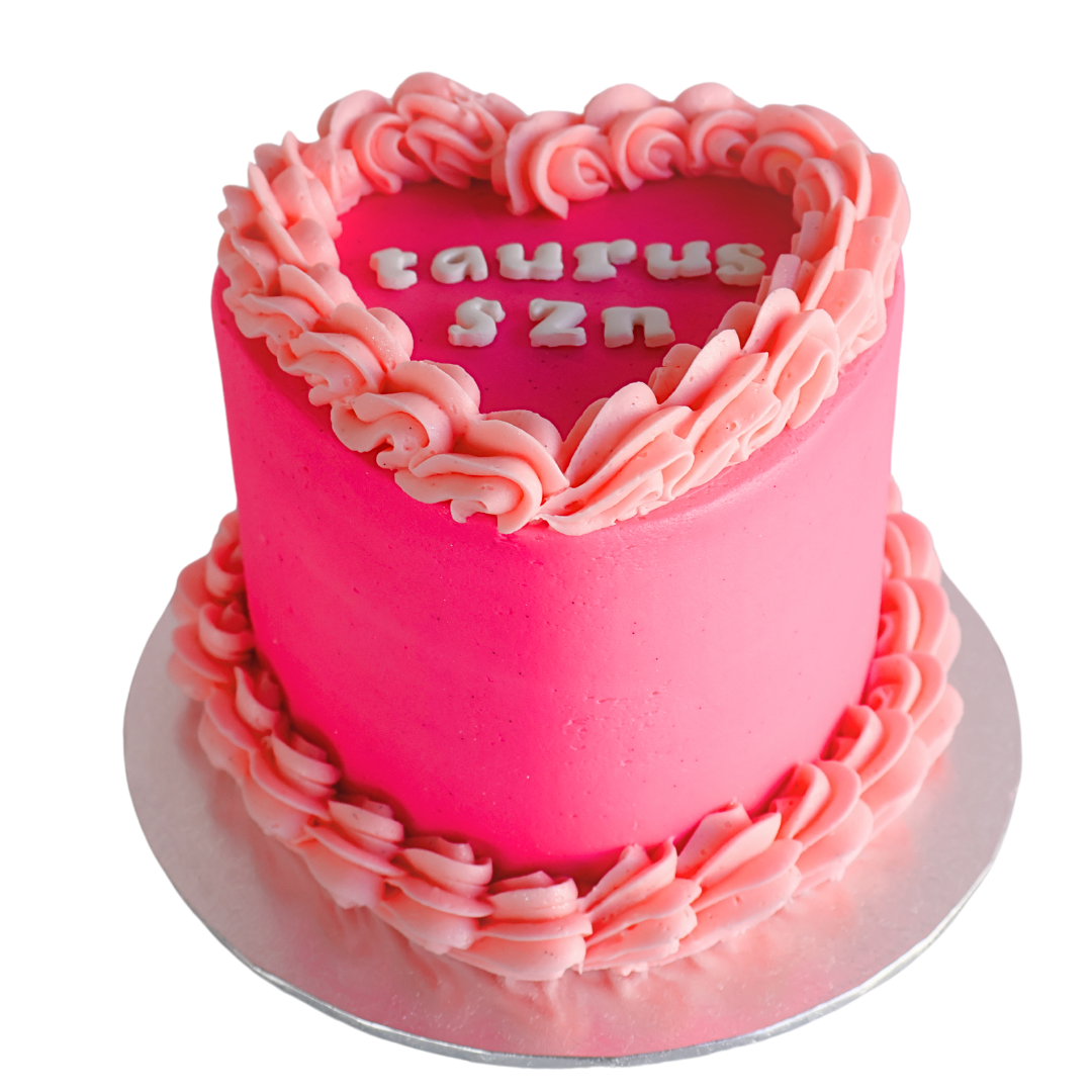 Taurus SZN Vintage Heart Cake - Hot Pink - The Cupcake Queens