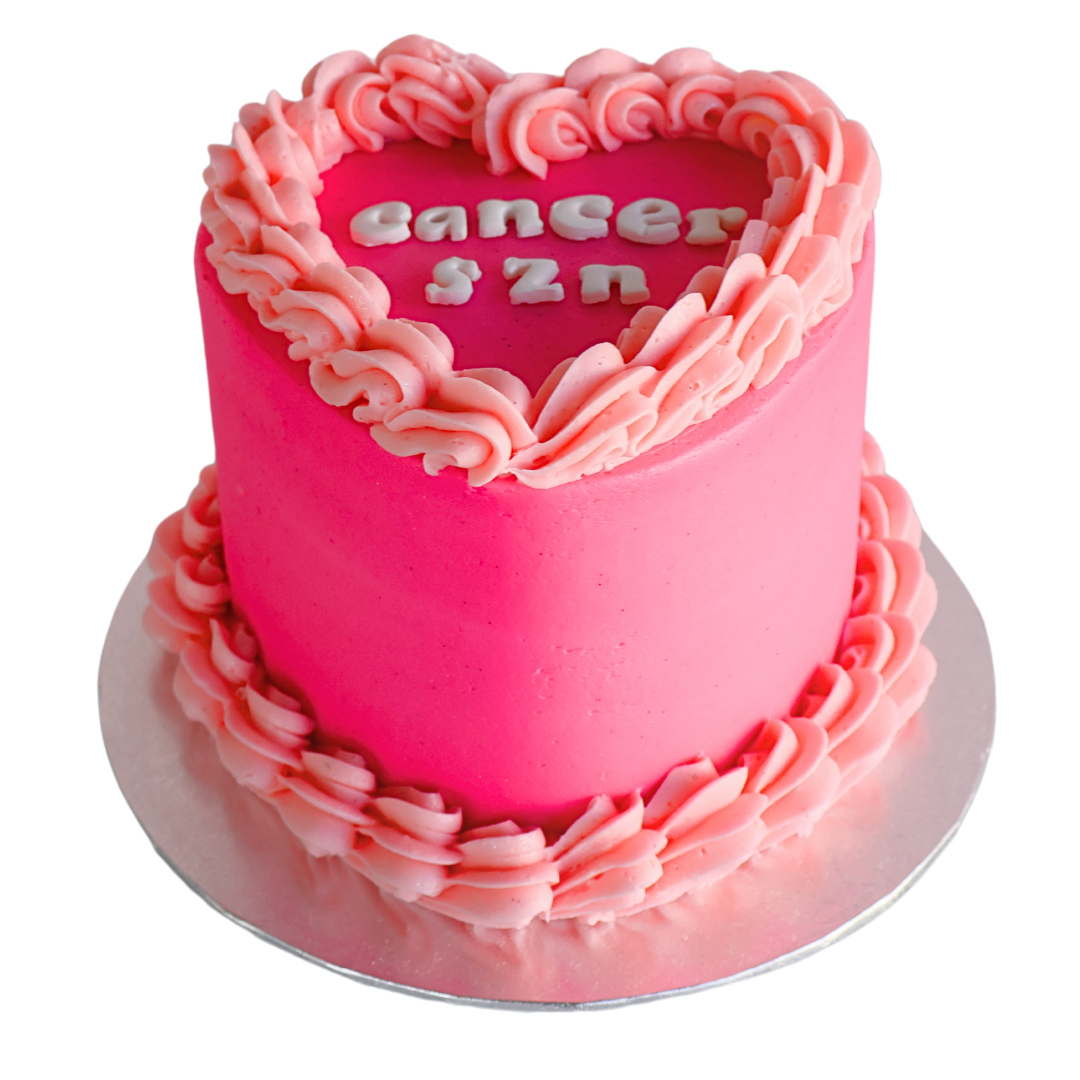 Cancer SZN Vintage Heart Cake - Hot Pink - The Cupcake Queens
