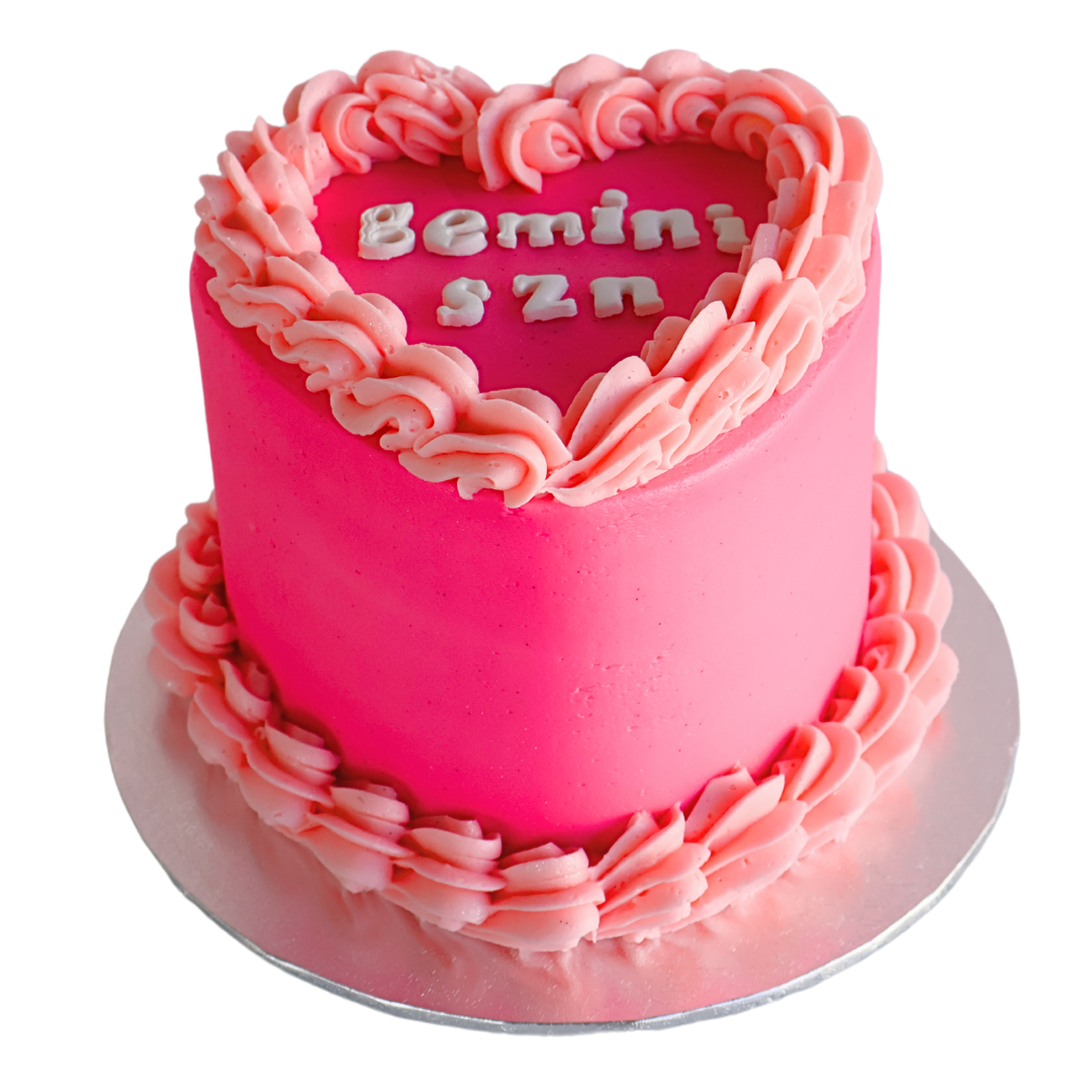 Gemini SZN Vintage Heart Cake - Hot Pink - The Cupcake Queens