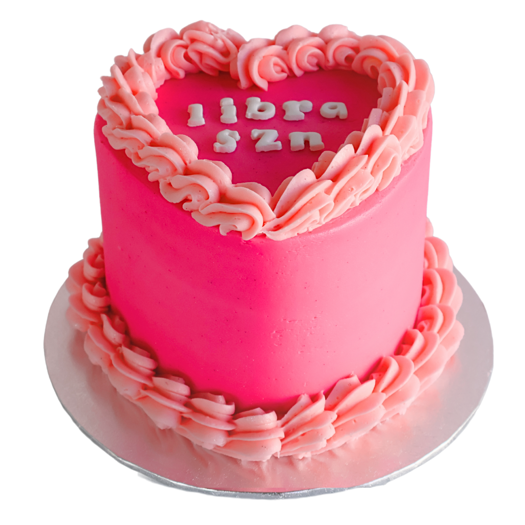 Libra SZN Vintage Heart Cake - Hot Pink - The Cupcake Queens