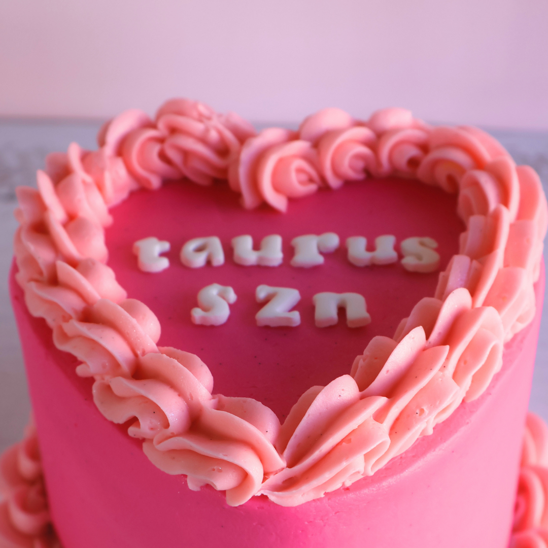Taurus SZN Vintage Heart Cake - Hot Pink - The Cupcake Queens