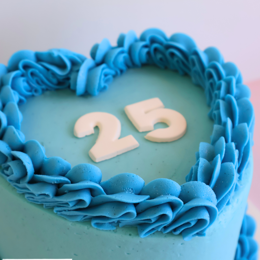 Vintage Heart Cake - Pastel Blue - The Cupcake Queens