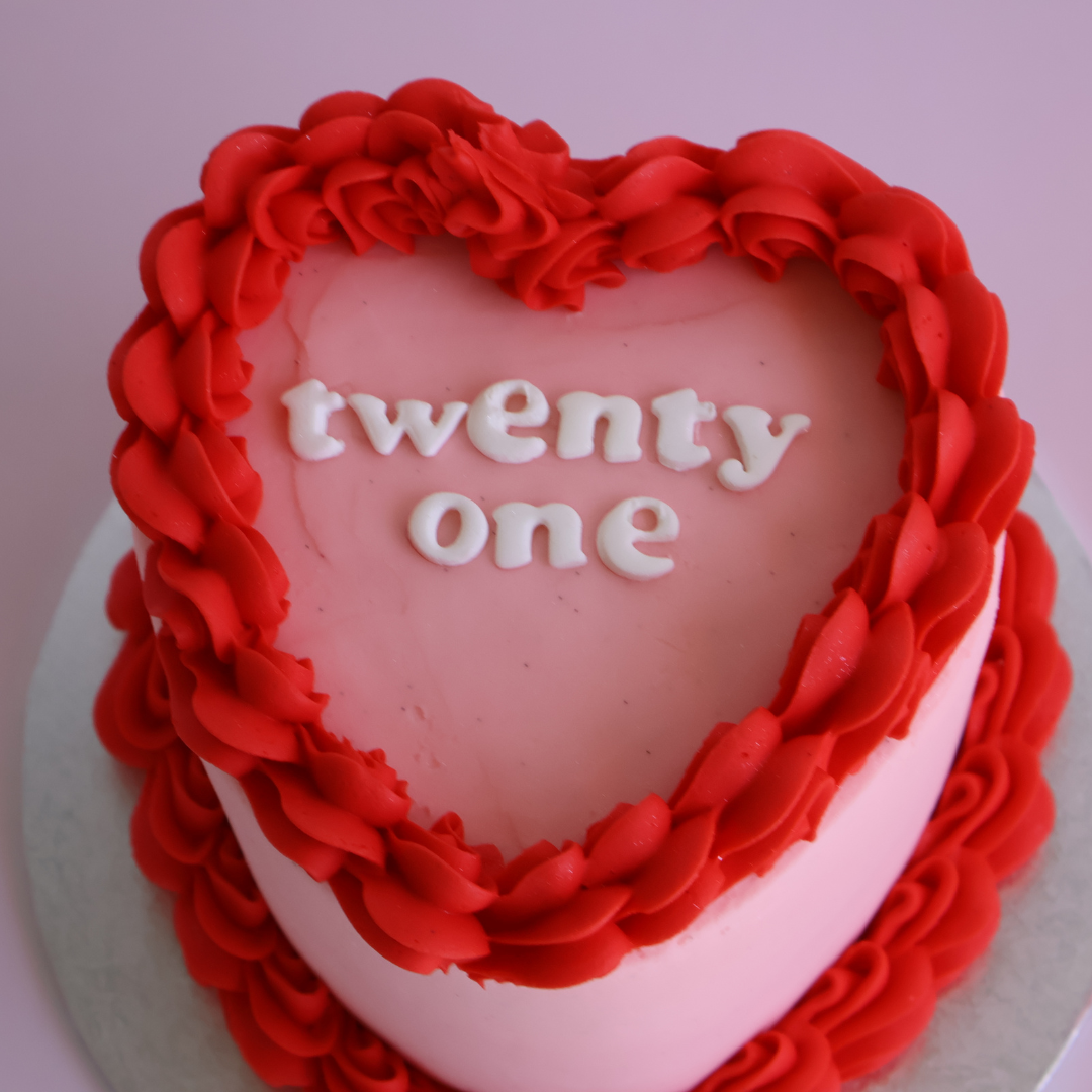 Vintage Heart Cake - Pink and Red - The Cupcake Queens