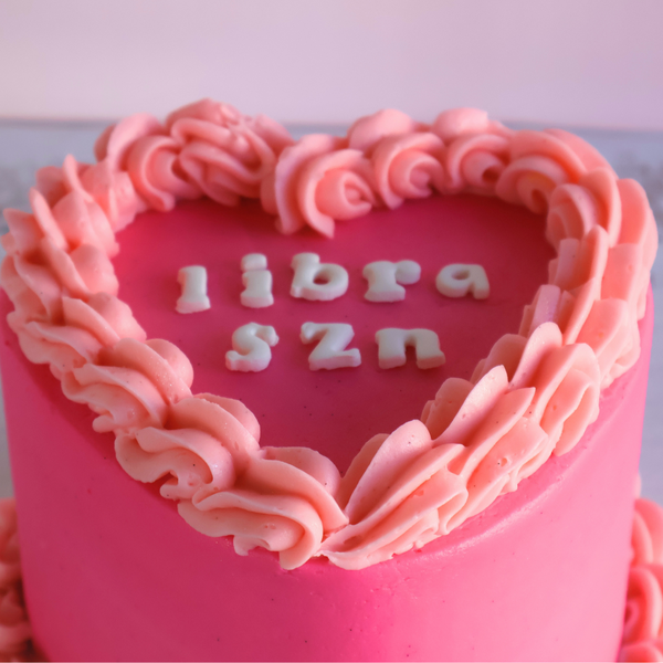 Libra SZN Vintage Heart Cake - Hot Pink | The Cupcake Queens Melbourne