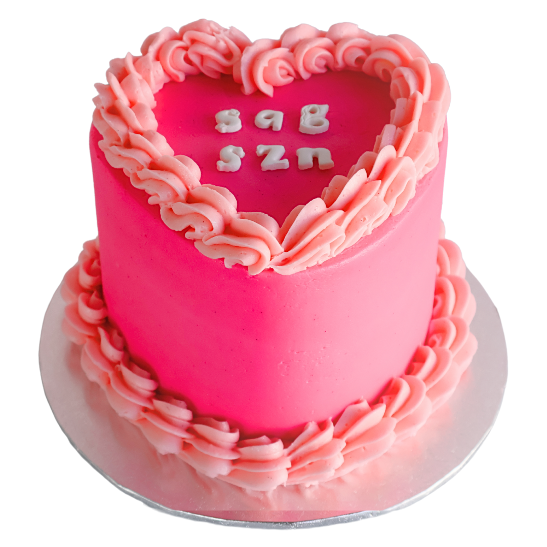 Sagittarius SZN Vintage Heart Cake - Hot Pink - The Cupcake Queens