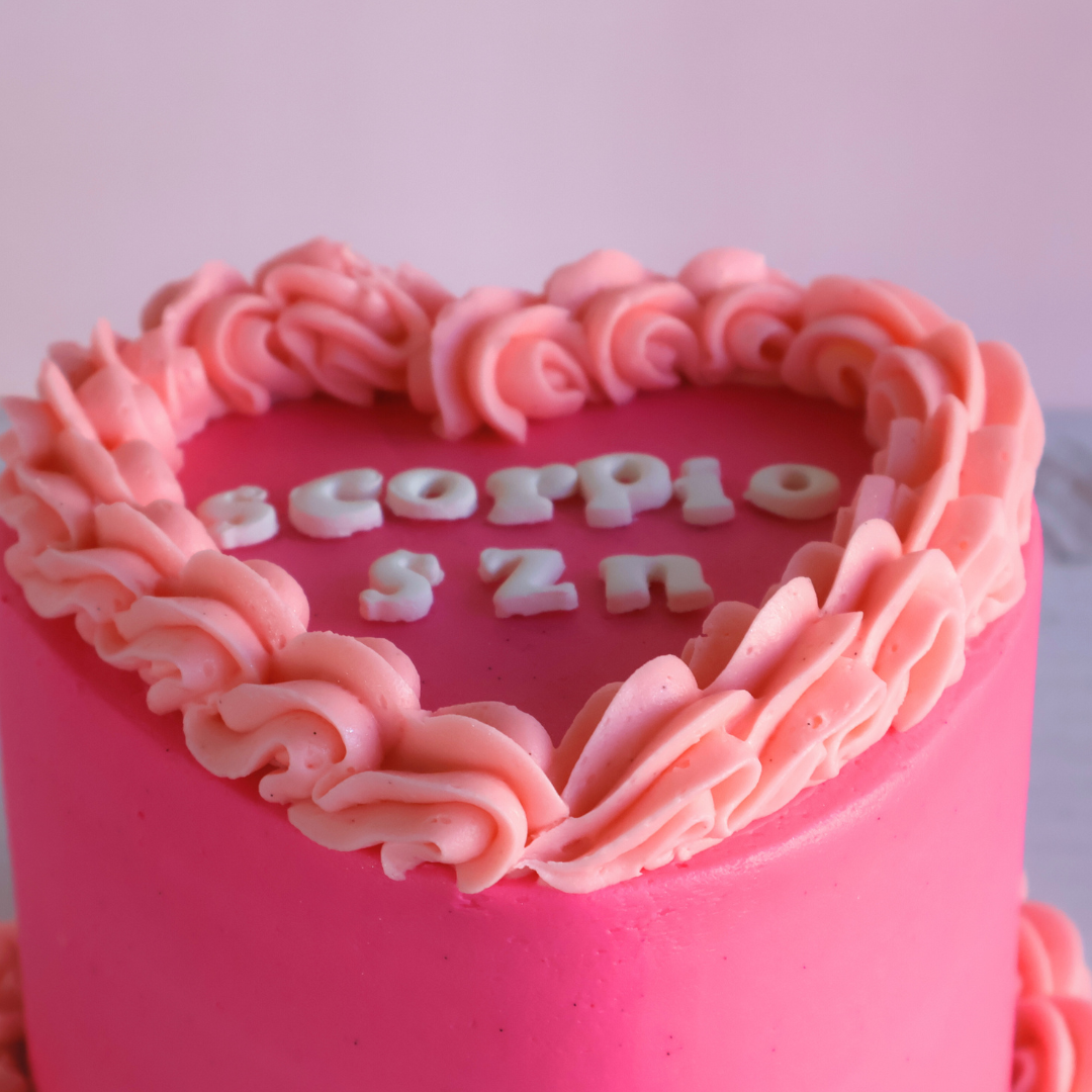 Scorpio SZN Vintage Heart Cake - Hot Pink - The Cupcake Queens