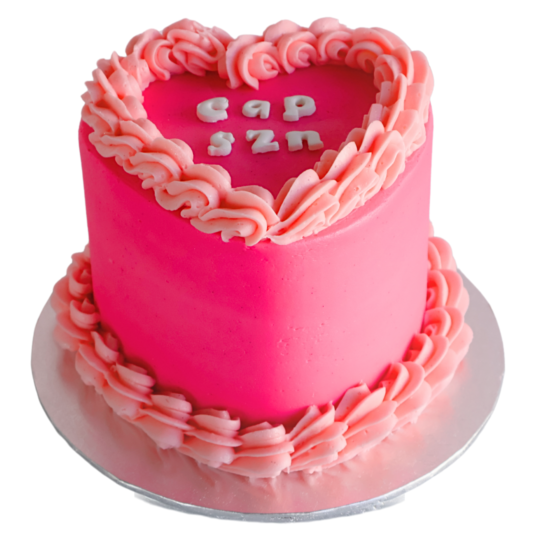 Capricorn SZN Vintage Heart Cake - Hot Pink - The Cupcake Queens