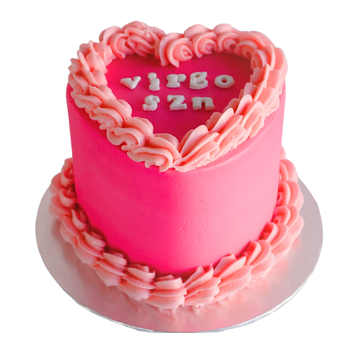 Virgo SZN Vintage Heart Cake - Hot Pink - The Cupcake Queens