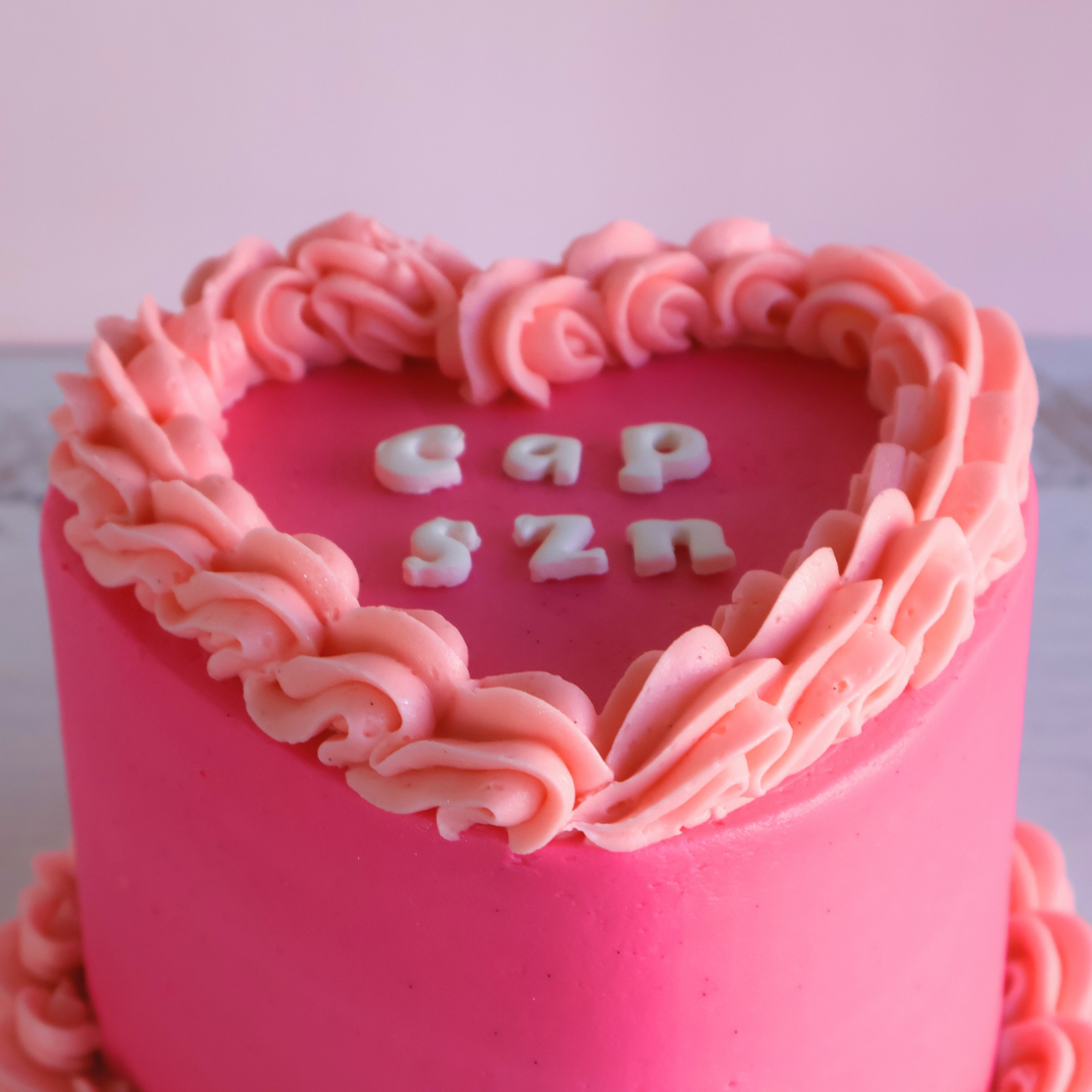 Capricorn SZN Vintage Heart Cake - Hot Pink - The Cupcake Queens
