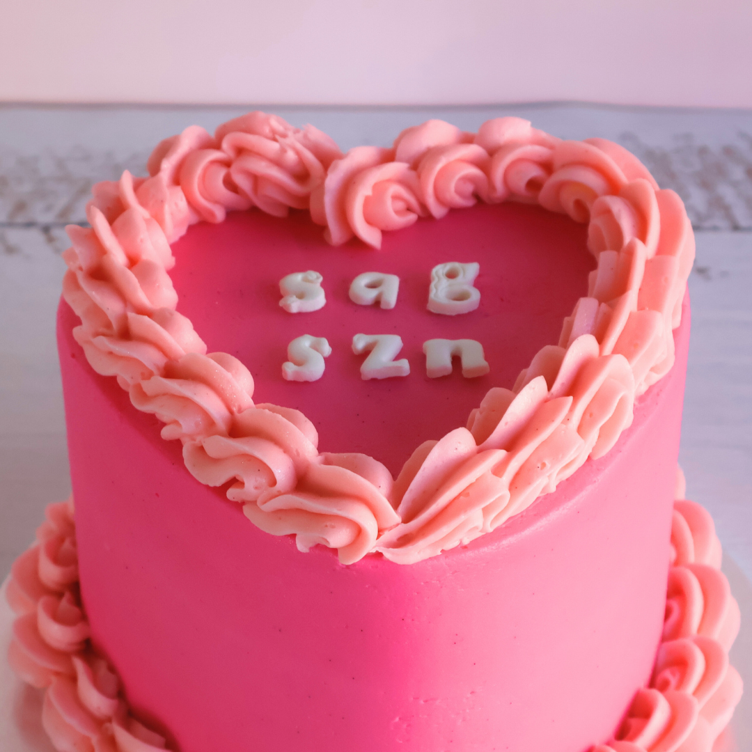 Sagittarius SZN Vintage Heart Cake - Hot Pink - The Cupcake Queens