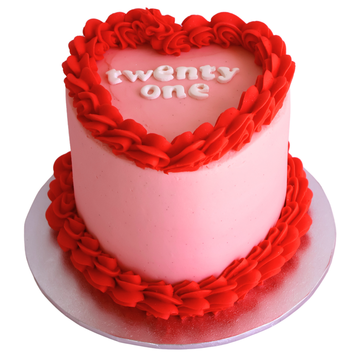 Vintage Heart Cake - Pink and Red - The Cupcake Queens