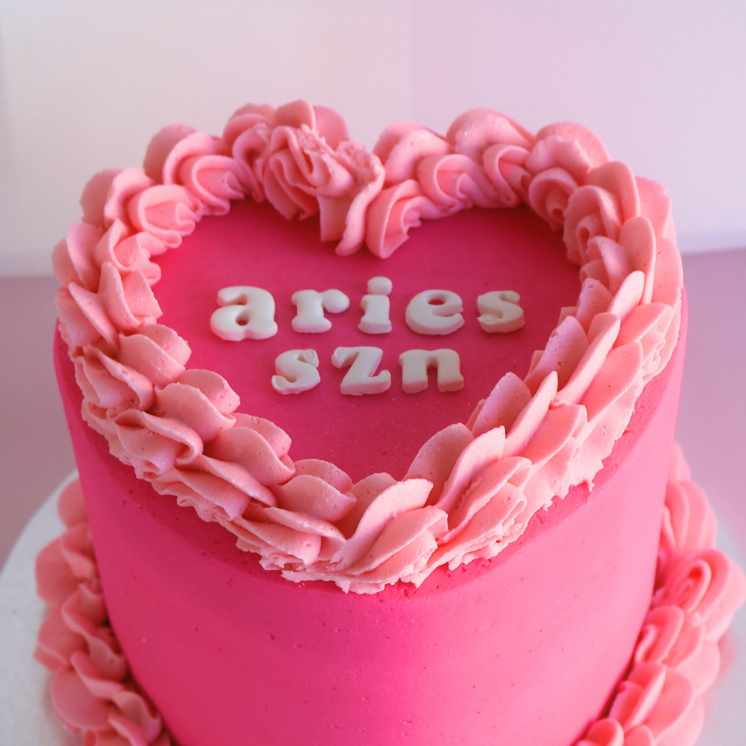 Aries SZN Vintage Heart Cake - Hot Pink - The Cupcake Queens