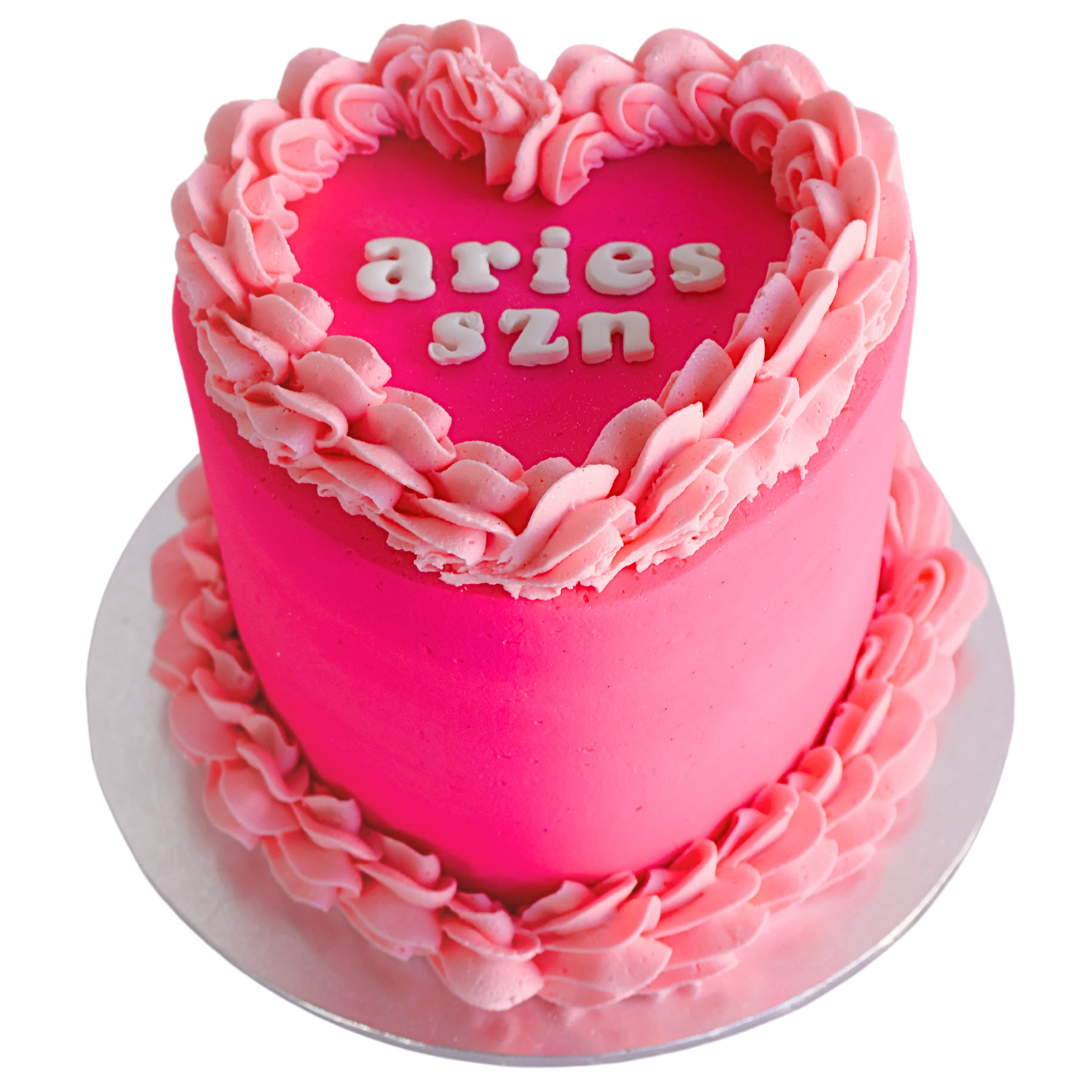 Aries SZN Vintage Heart Cake - Hot Pink - The Cupcake Queens