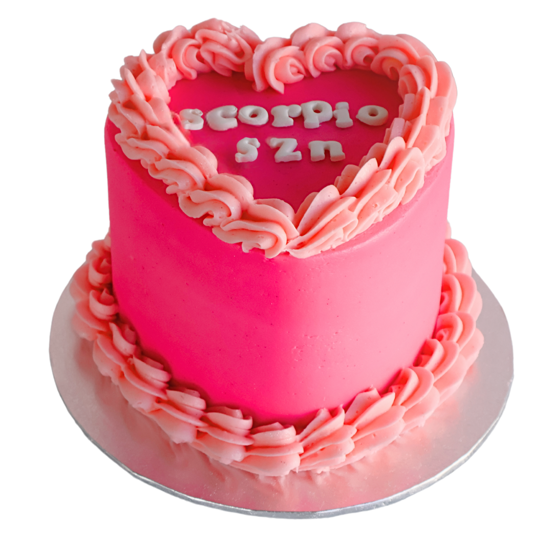 Scorpio SZN Vintage Heart Cake - Hot Pink - The Cupcake Queens