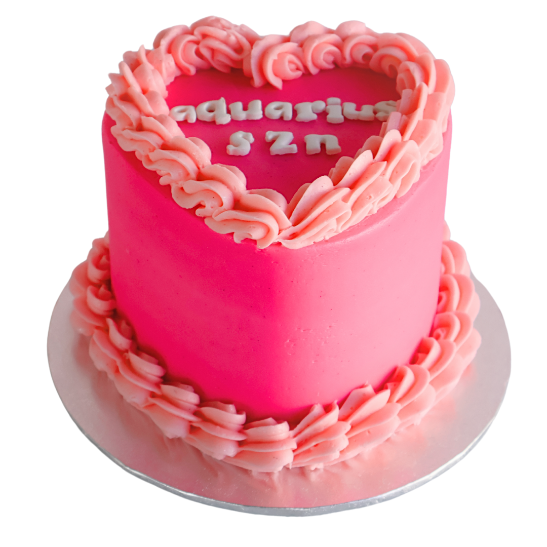 Aquarius SZN Vintage Heart Cake - Hot Pink - The Cupcake Queens