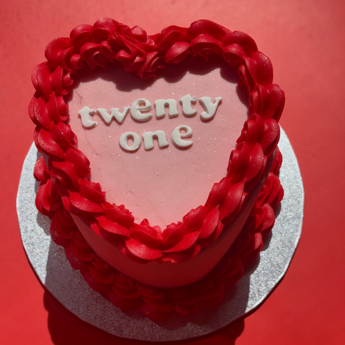 Vintage Heart Cake - Pink and Red - The Cupcake Queens