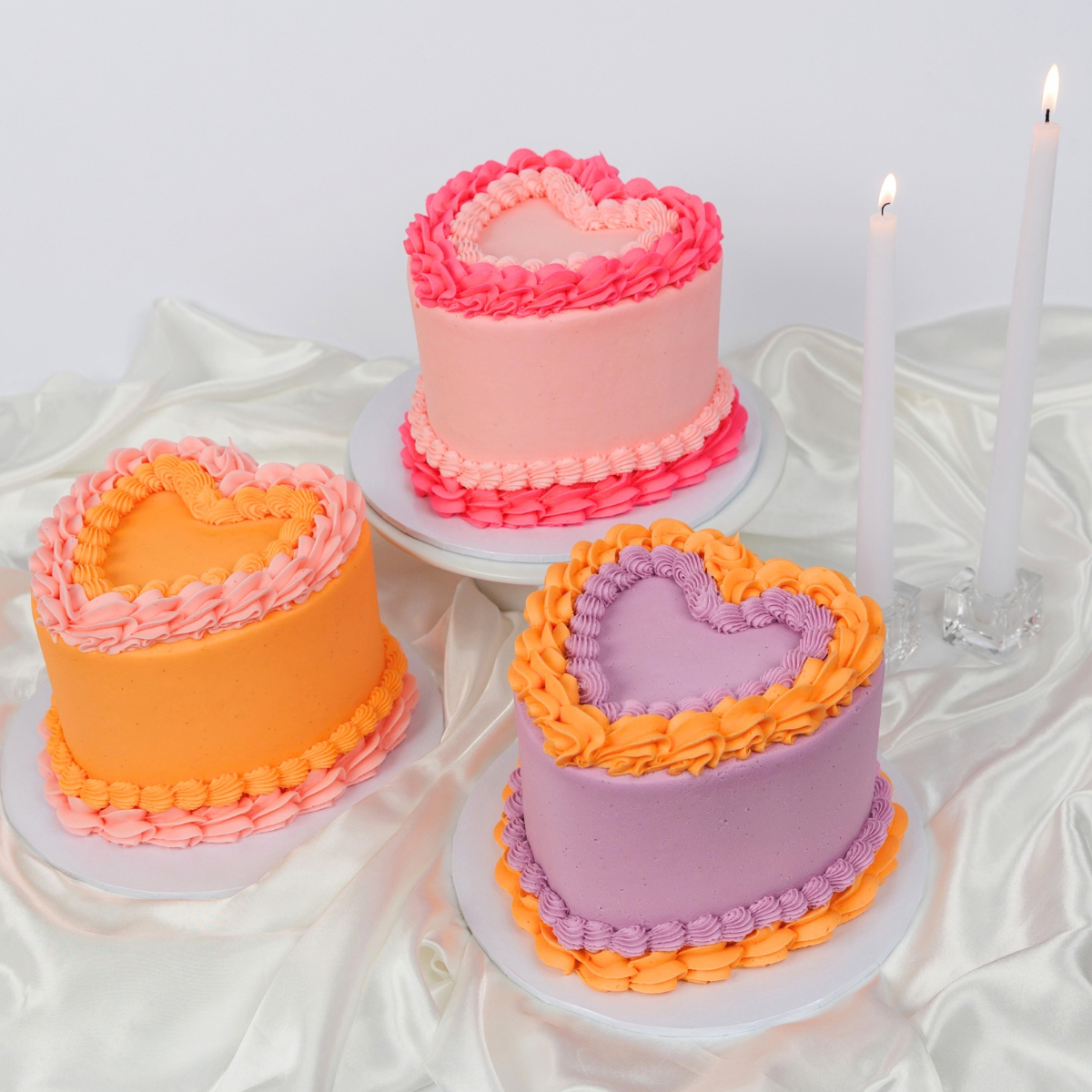 Two Tone Vintage Heart Cakes in all three colour options